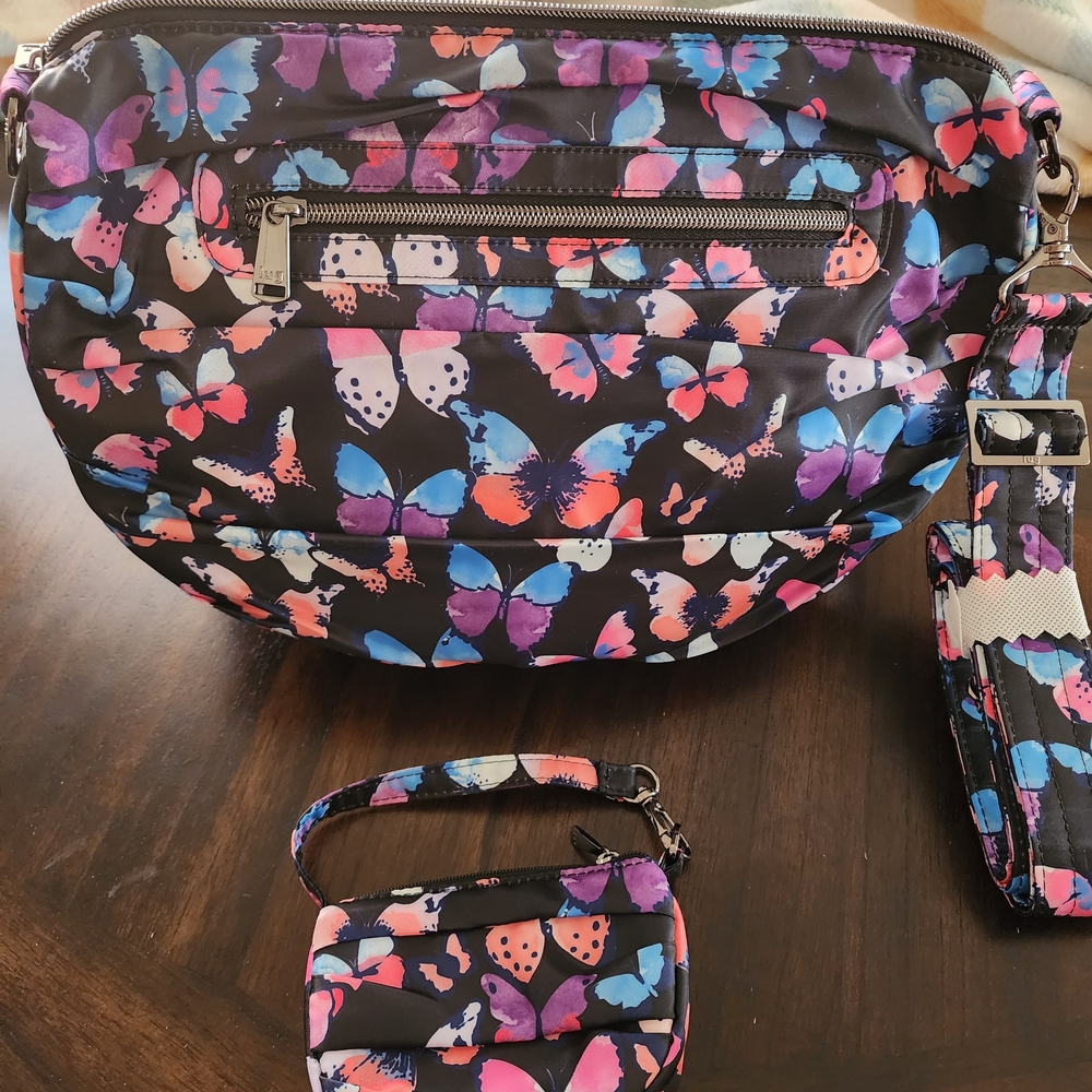 Lug Crossbody Bag with Colorful Butterfly Pattern - Picture 2 of 6